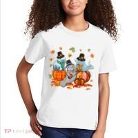 Manatee Pumpkin Leopard Buffalo Plaid Fall Thanksgiving Kids T-Shirt thumb 2