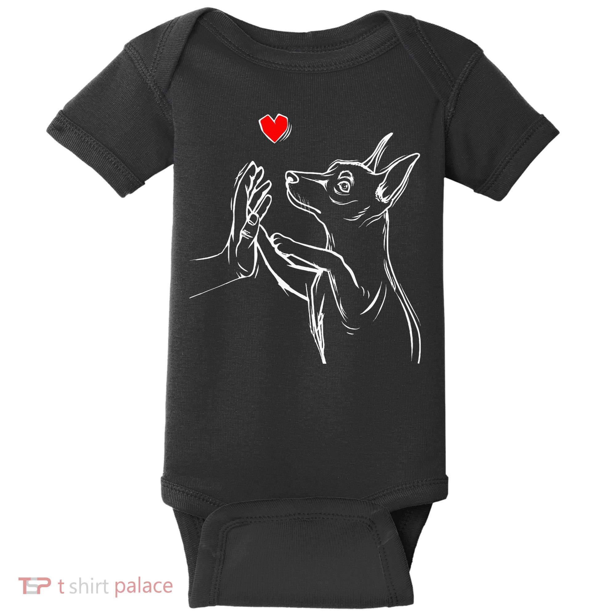 Min Pin Love Miniature Pinscher Dog Mom Baby Bodysuit