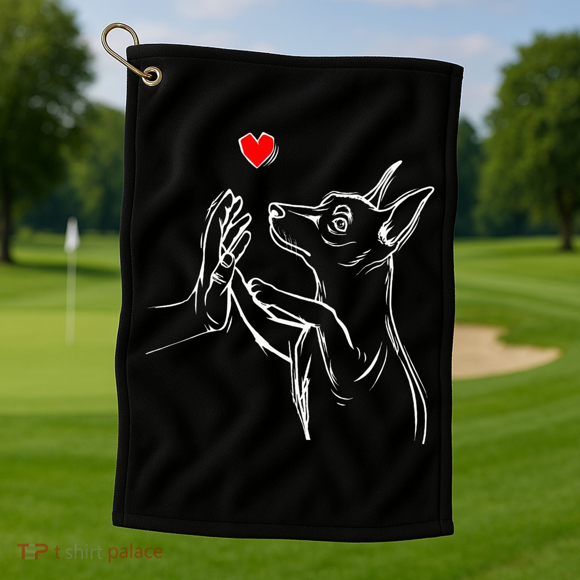 Min Pin Love Miniature Pinscher Dog Mom Golf Towel
