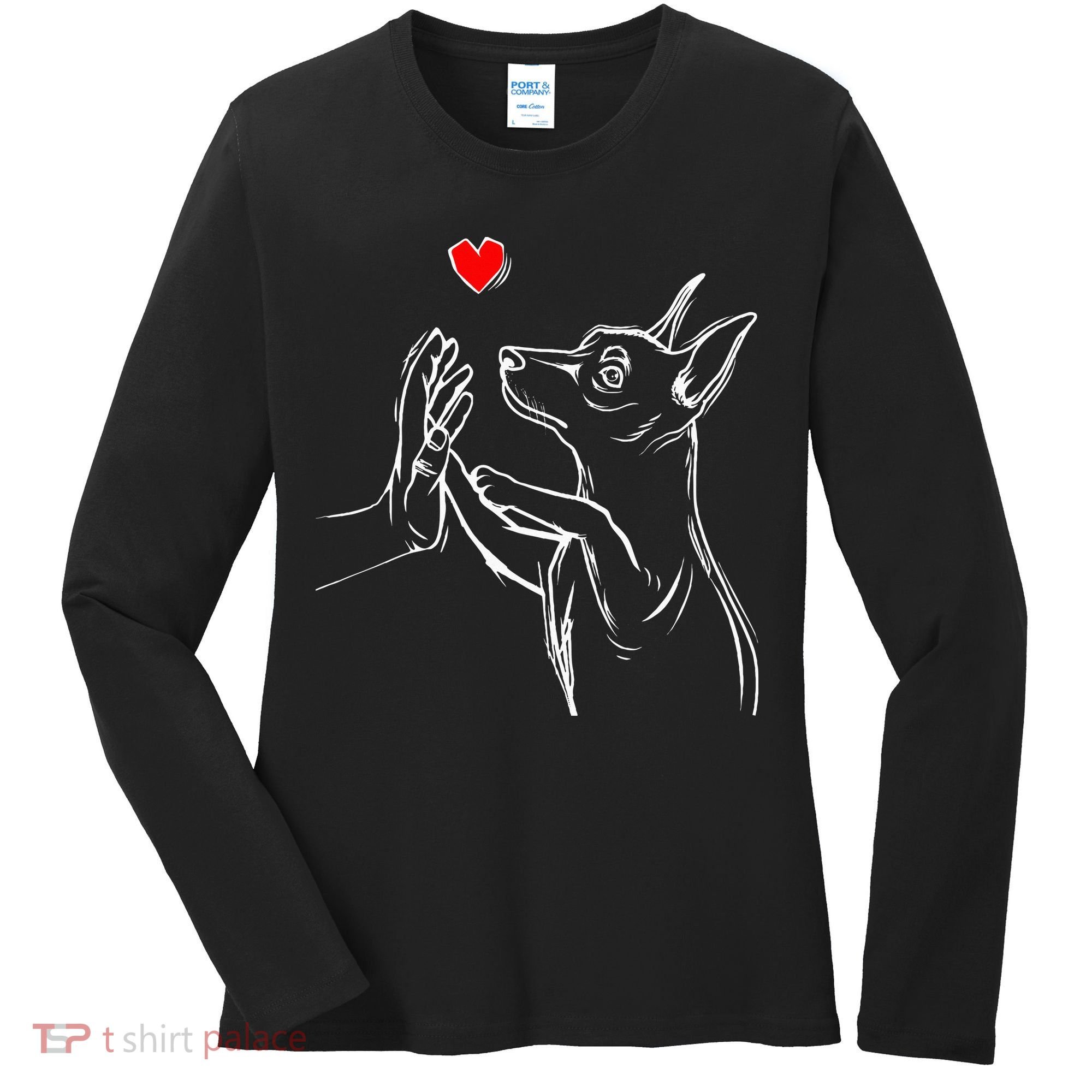 Min Pin Love Miniature Pinscher Dog Mom Women's Long Sleeve Shirt