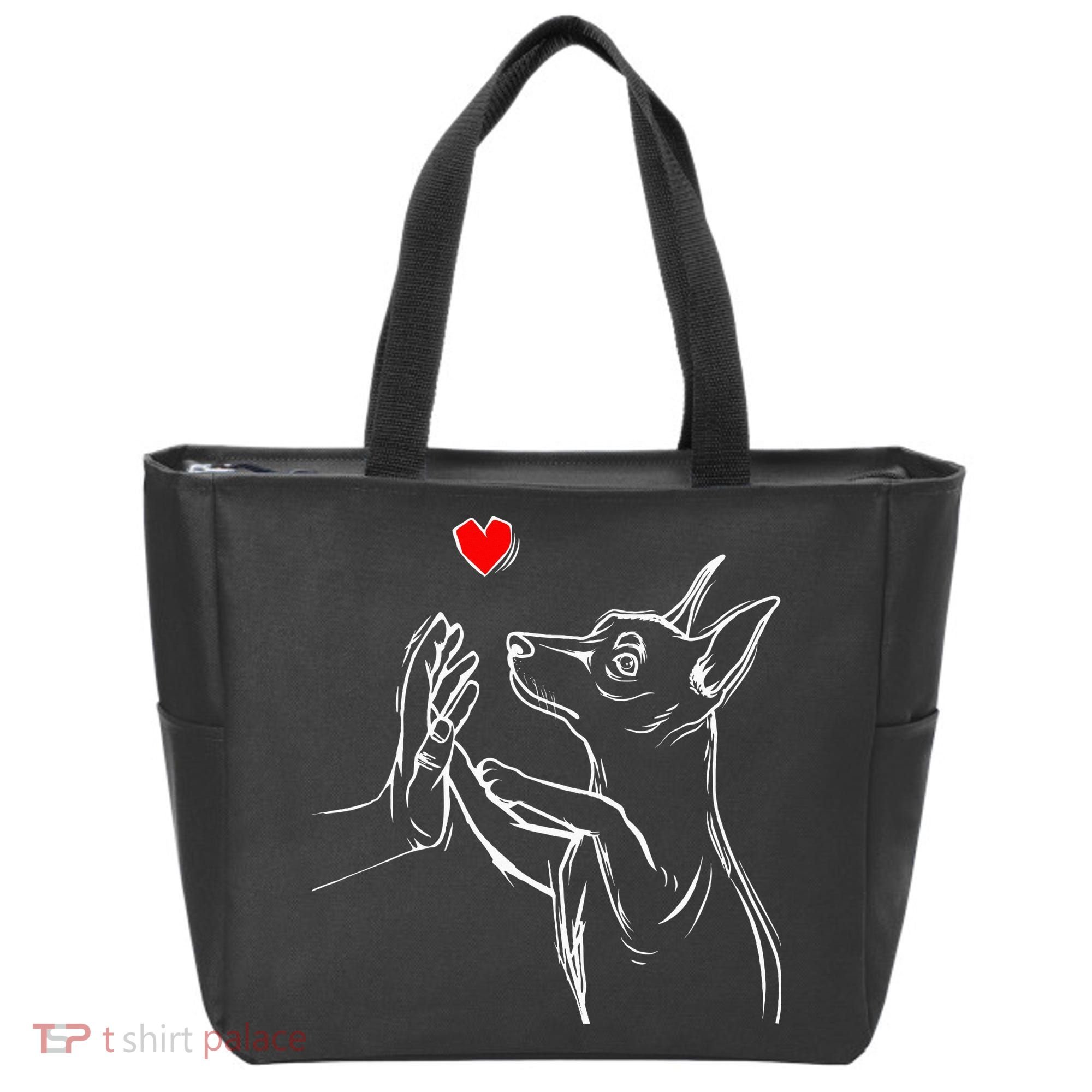 Min Pin Love Miniature Pinscher Dog Mom Tote Bag