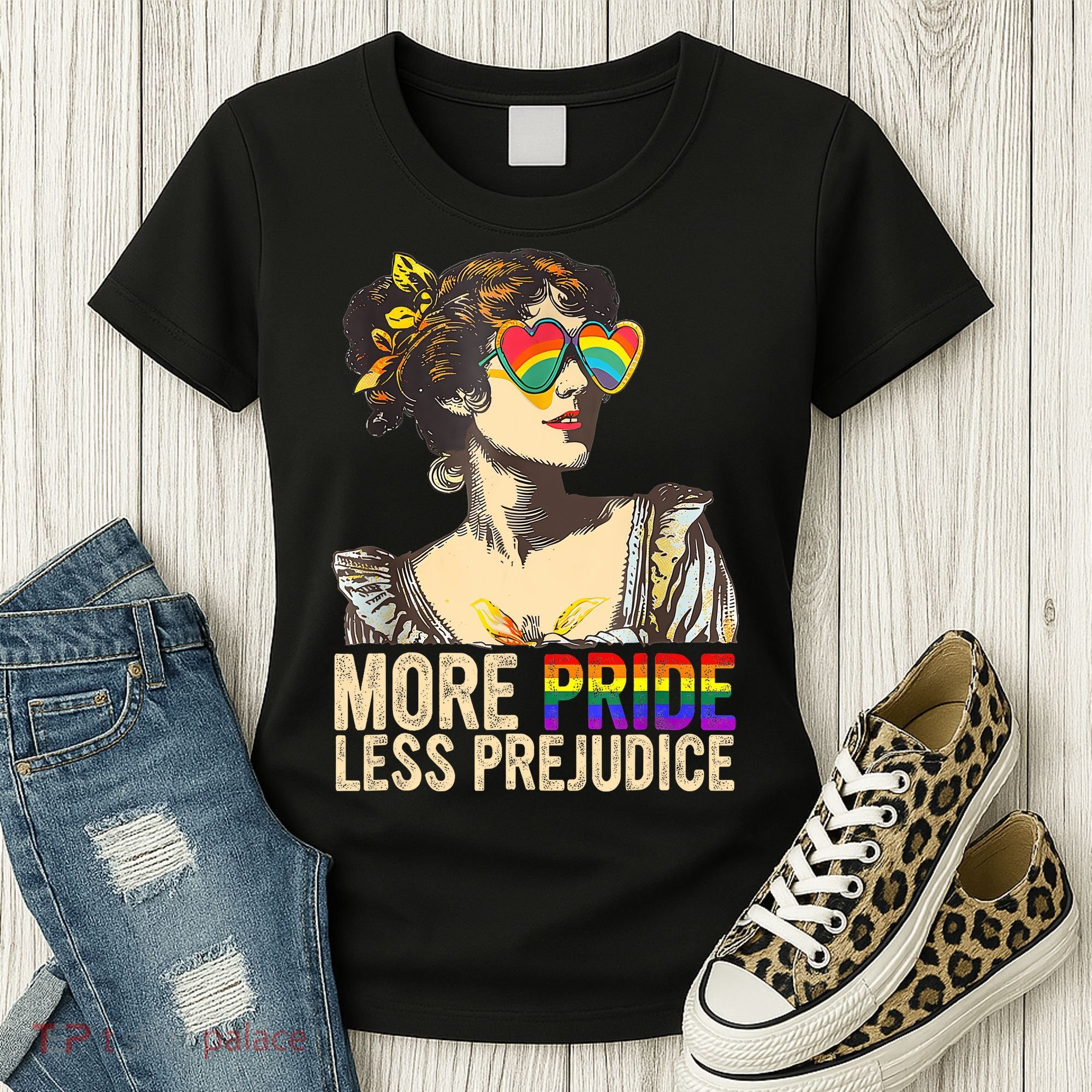 More Pride Less Prejudice Lgbtq Rainbow Women's T-Shirt