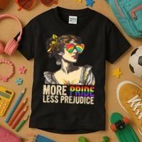 More Pride Less Prejudice Lgbtq Rainbow Kids T-Shirt thumb 3