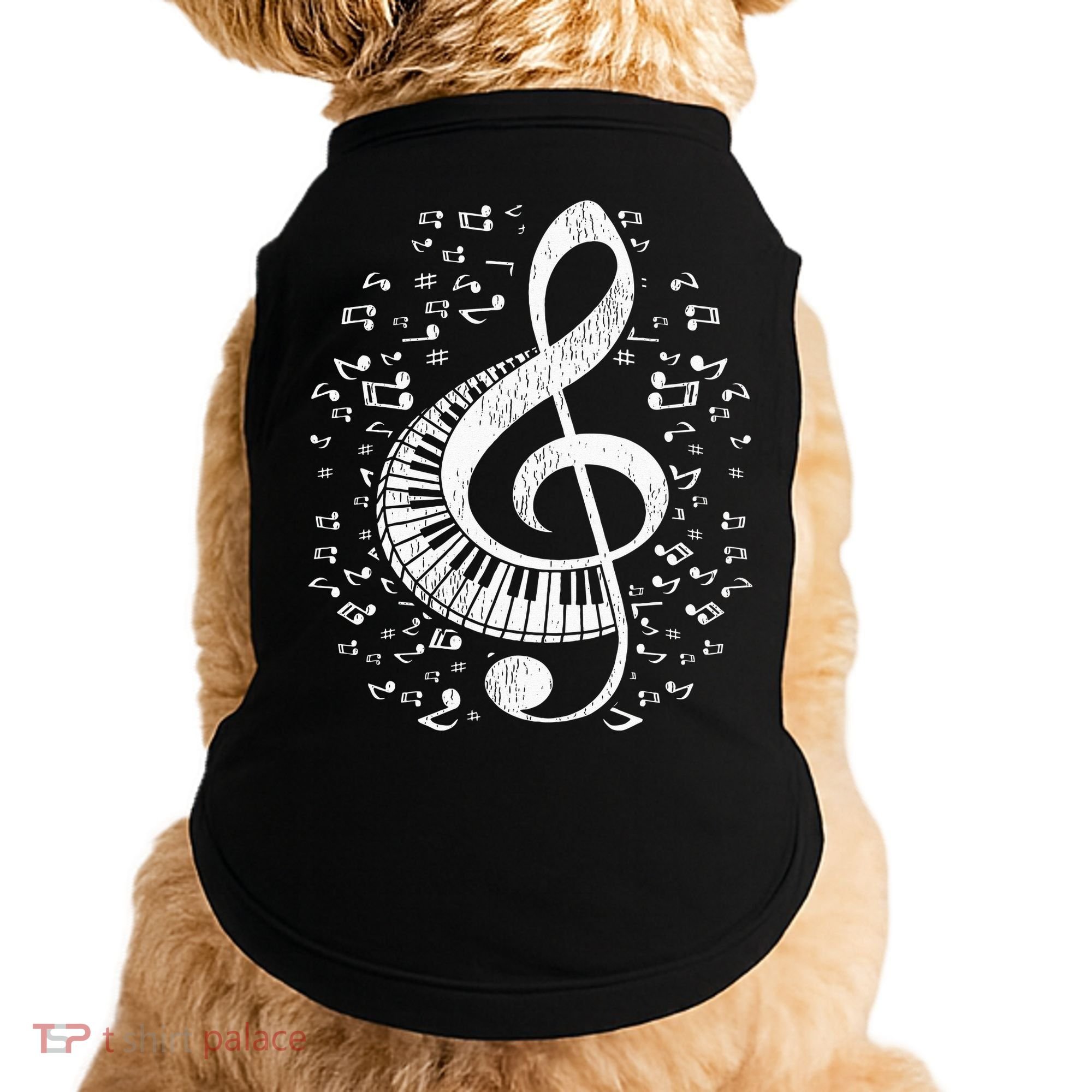 Musician Pianist Music Notes Keyboard Treble Clef Piano Doggie Tank