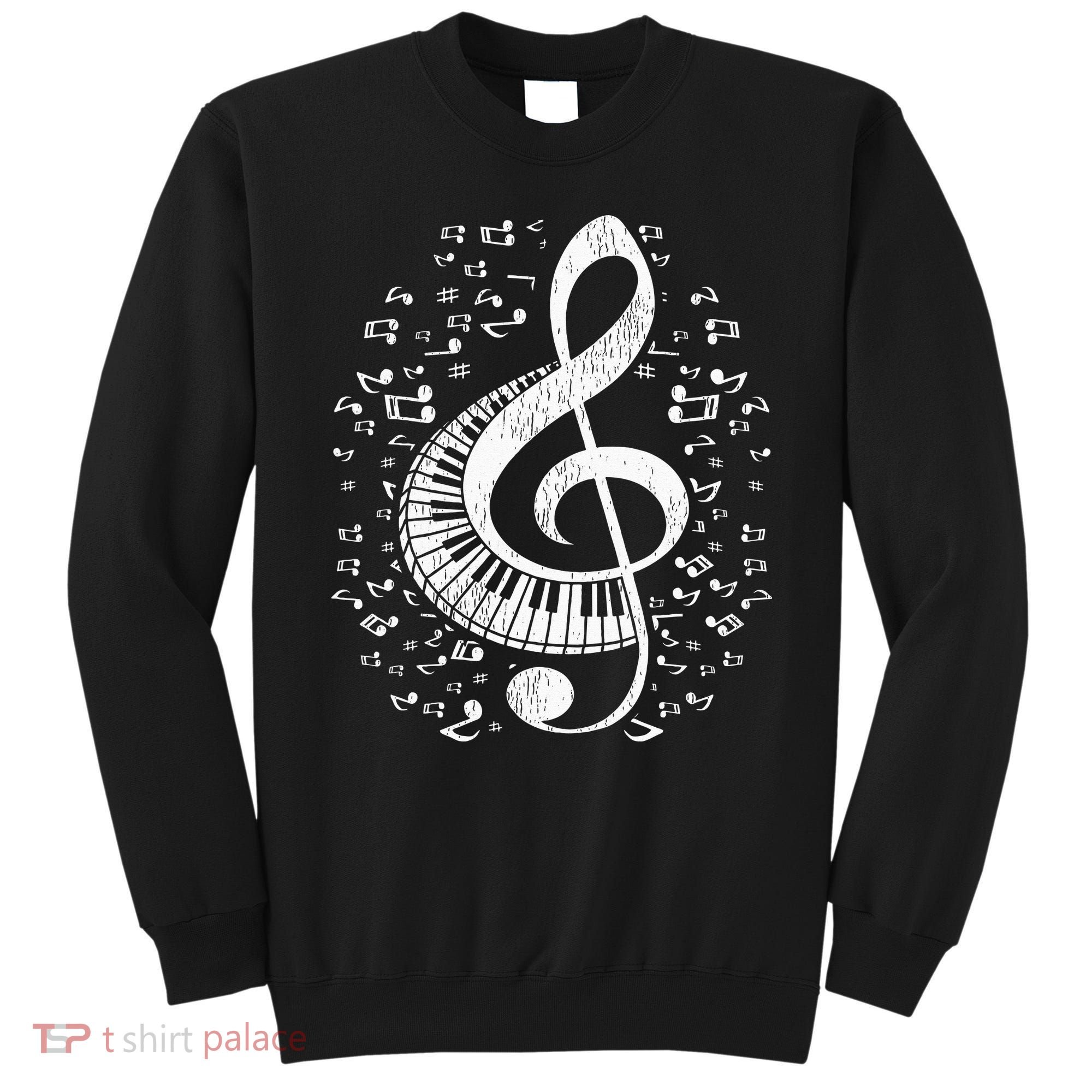 Musician Pianist Music Notes Keyboard Treble Clef Piano Sweatshirt