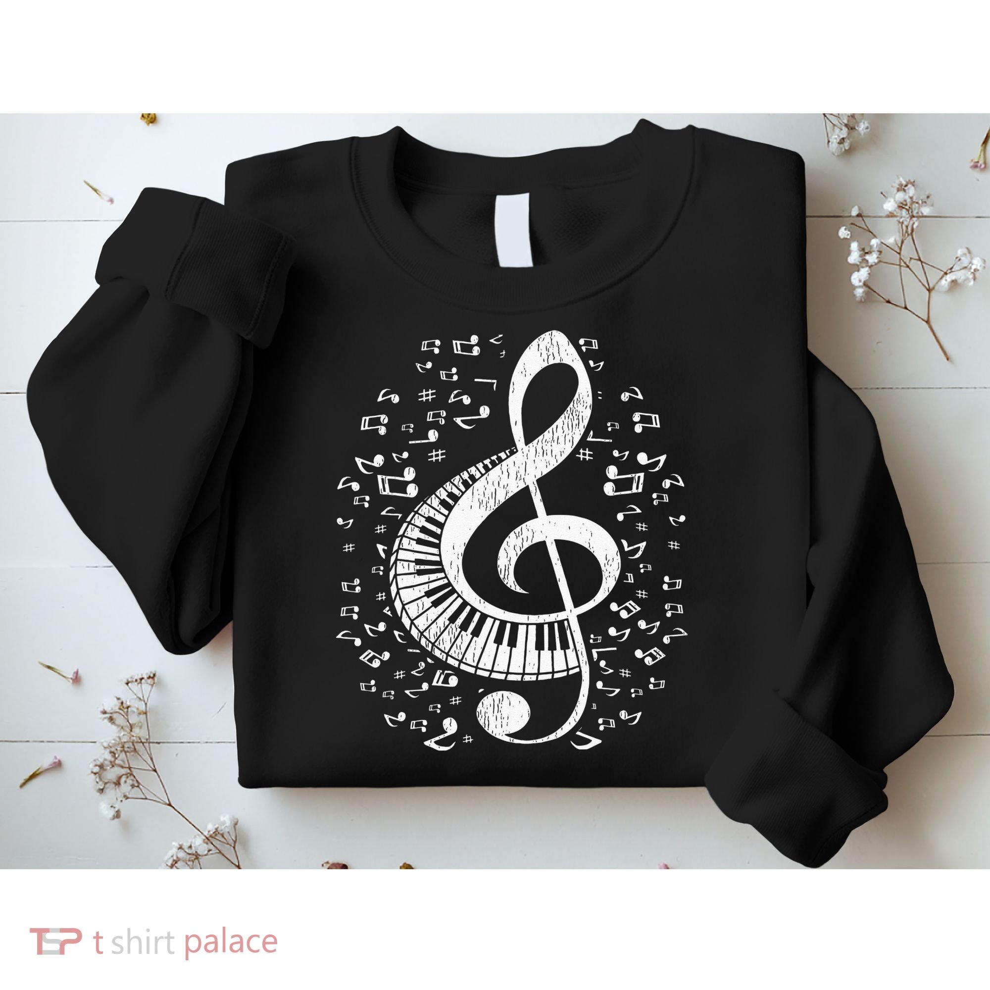 Musician Pianist Music Notes Keyboard Treble Clef Piano Sweatshirt