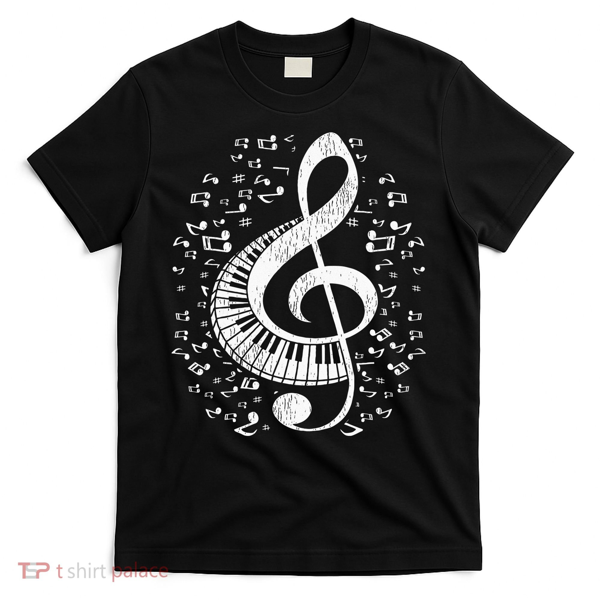 Musician Pianist Music Notes Keyboard Treble Clef Piano T-Shirt