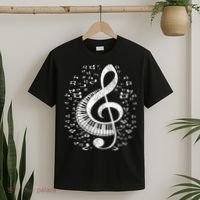 Musician Pianist Music Notes Keyboard Treble Clef Piano T-Shirt thumb 2