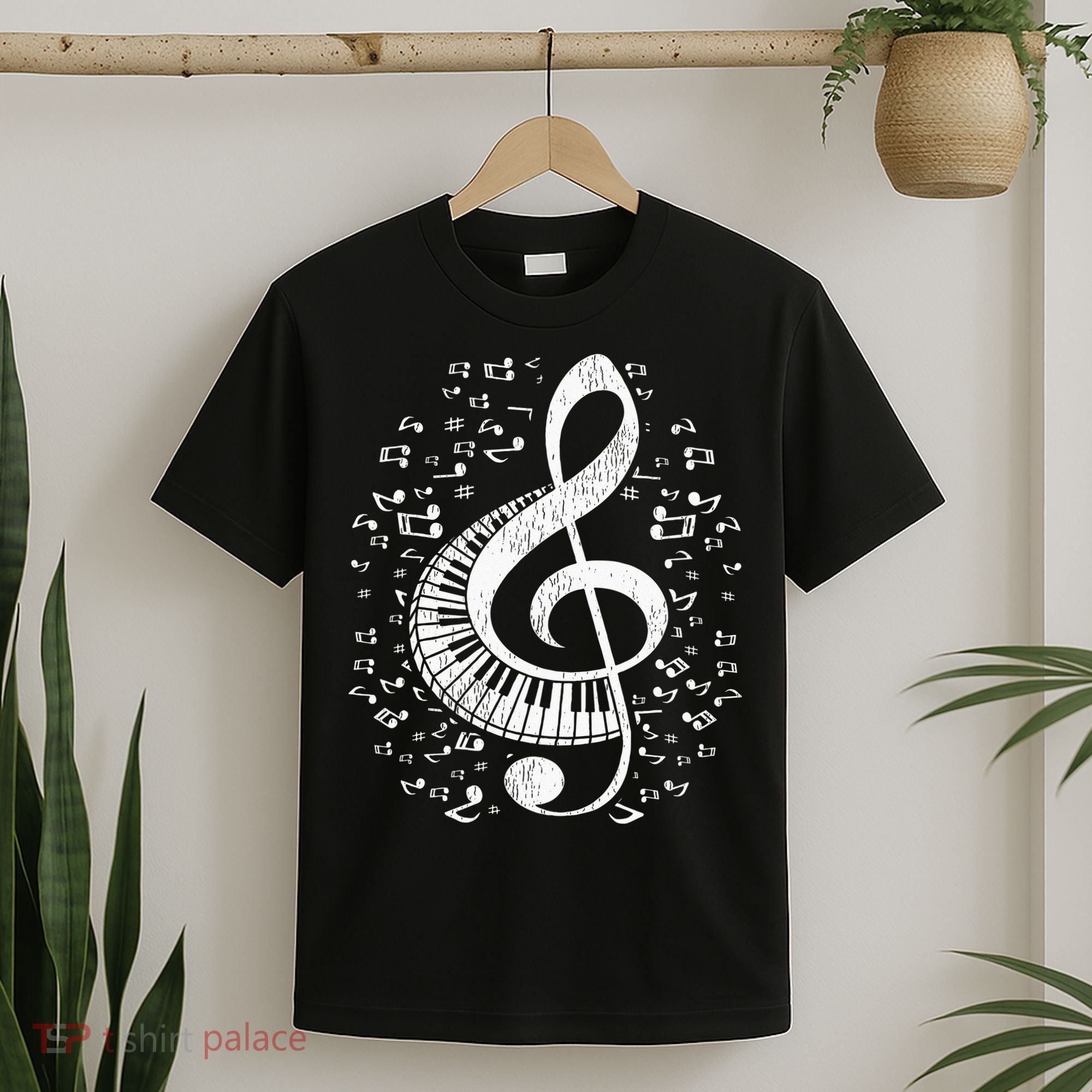 Musician Pianist Music Notes Keyboard Treble Clef Piano T-Shirt