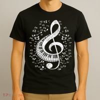 Musician Pianist Music Notes Keyboard Treble Clef Piano T-Shirt thumb 3
