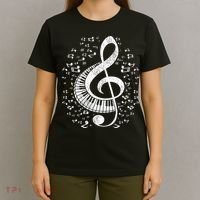 Musician Pianist Music Notes Keyboard Treble Clef Piano T-Shirt thumb 4