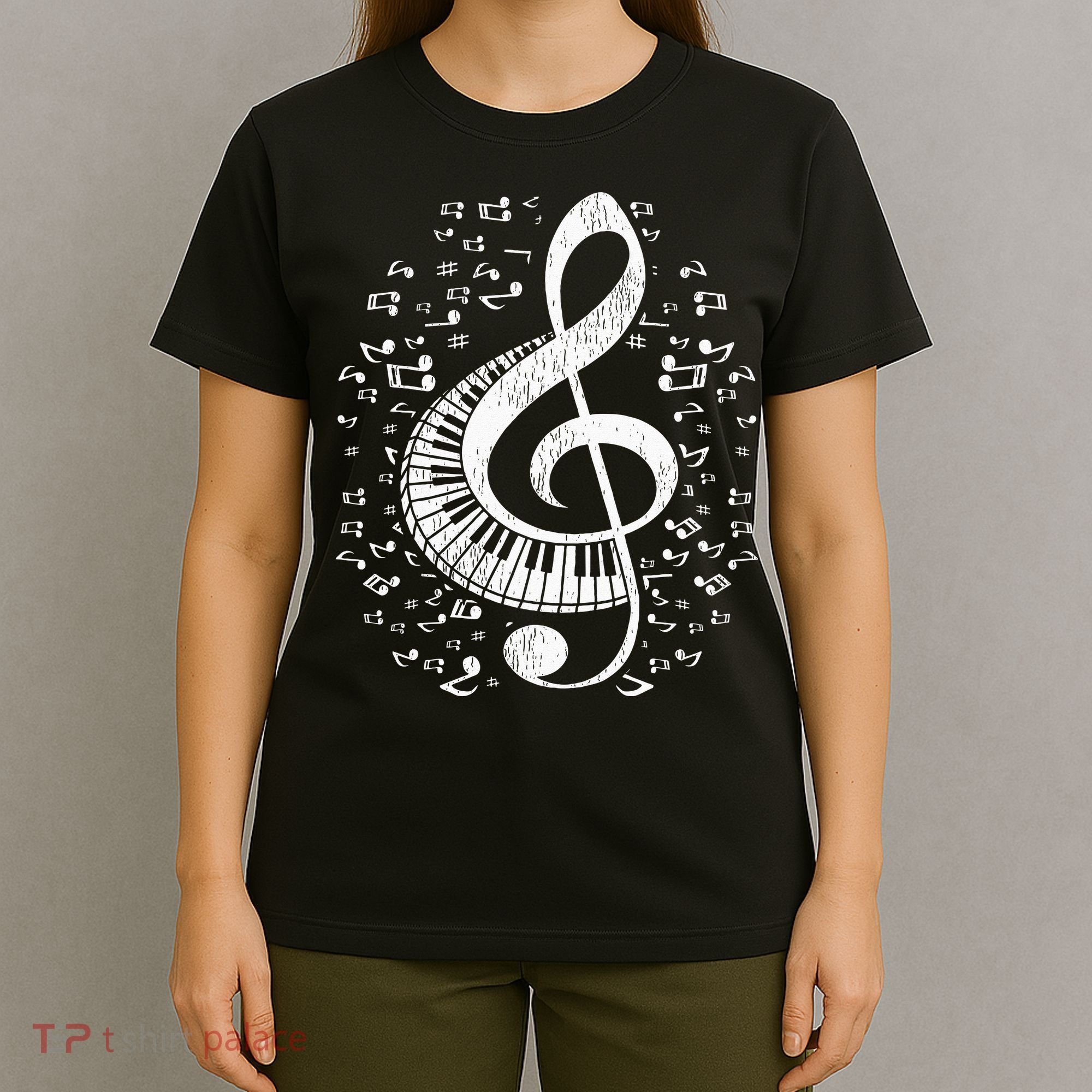 Musician Pianist Music Notes Keyboard Treble Clef Piano T-Shirt