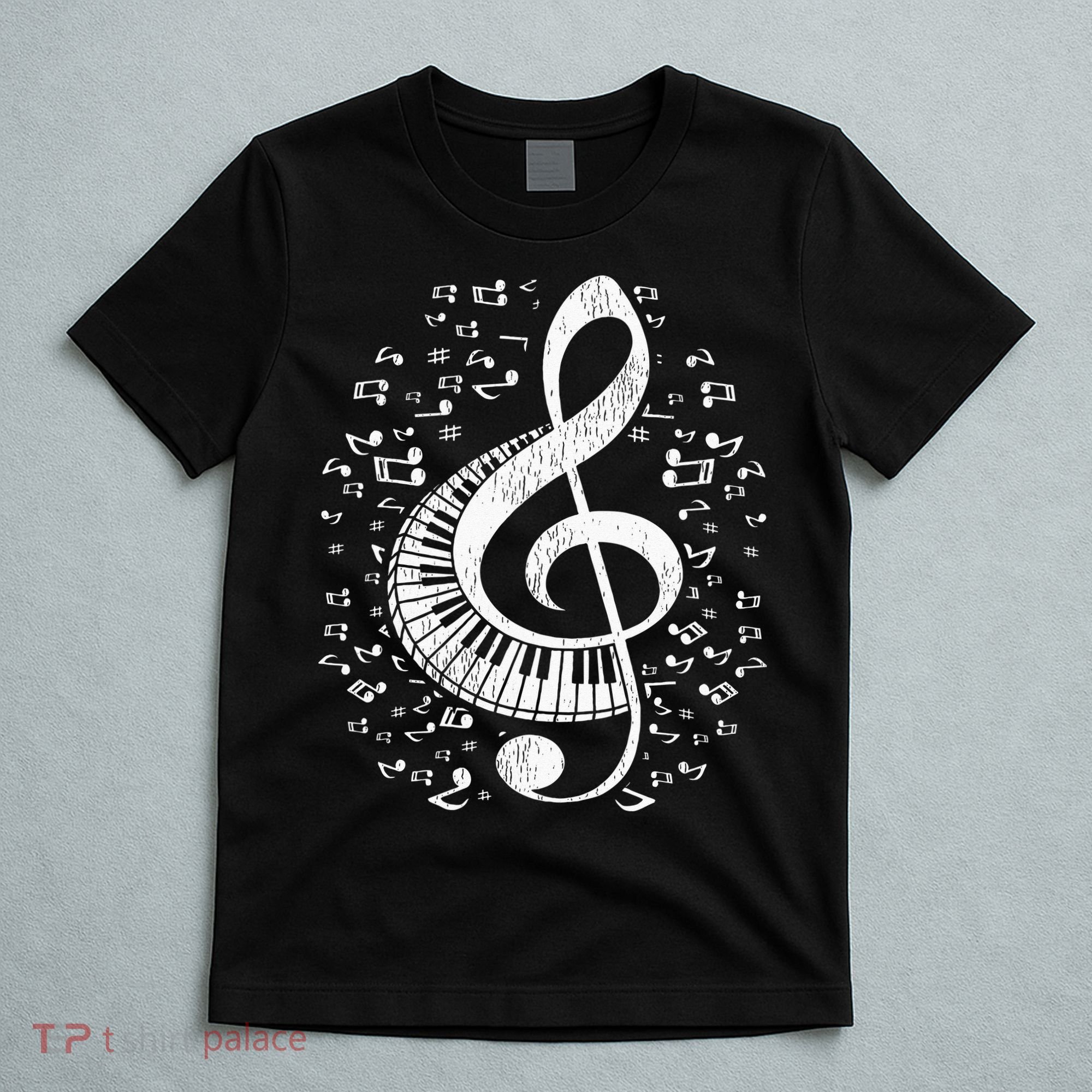 Musician Pianist Music Notes Keyboard Treble Clef Piano T-Shirt