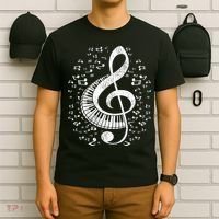 Musician Pianist Music Notes Keyboard Treble Clef Piano T-Shirt thumb 6