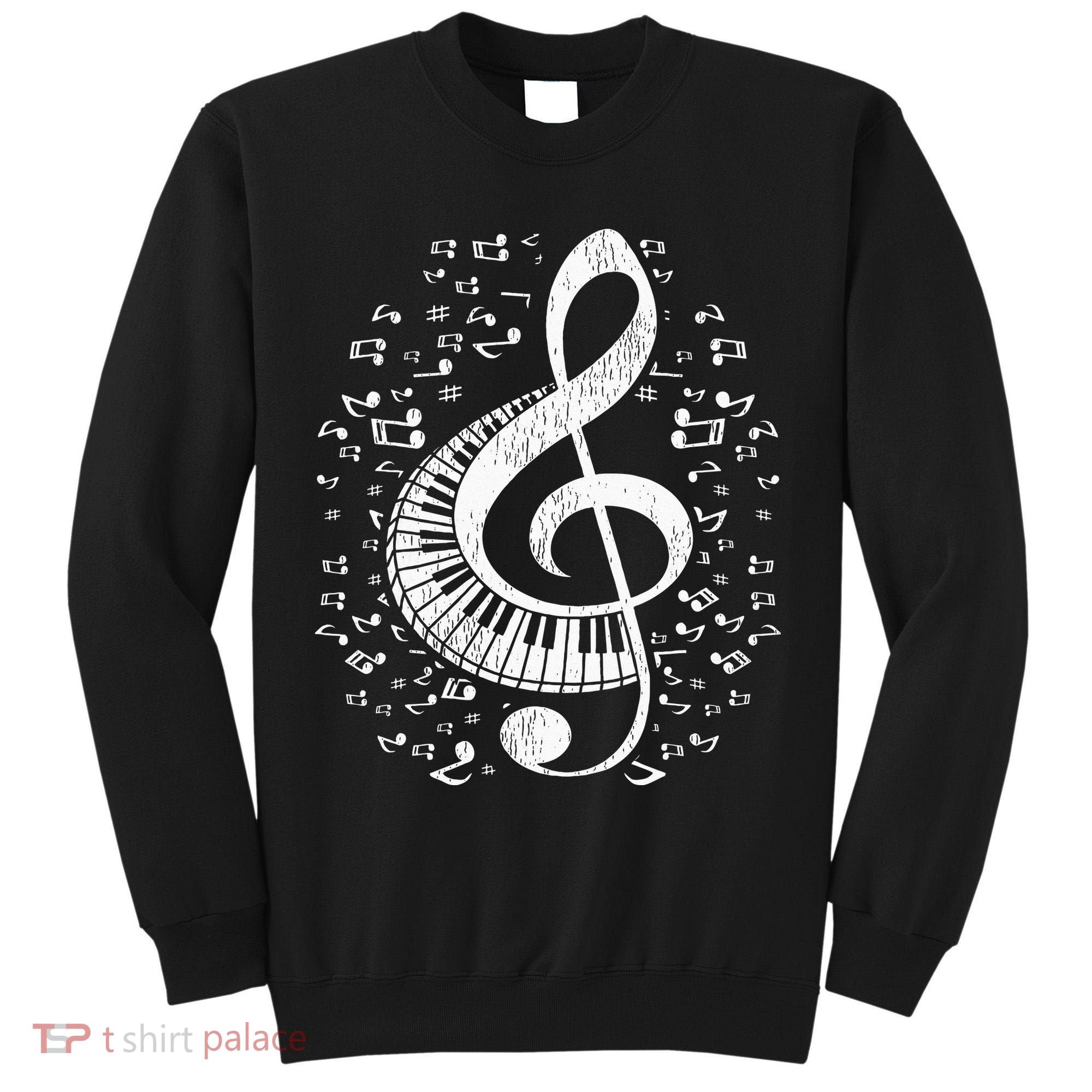 Musician Pianist Music Notes Keyboard Treble Clef Piano Tall Sweatshirt