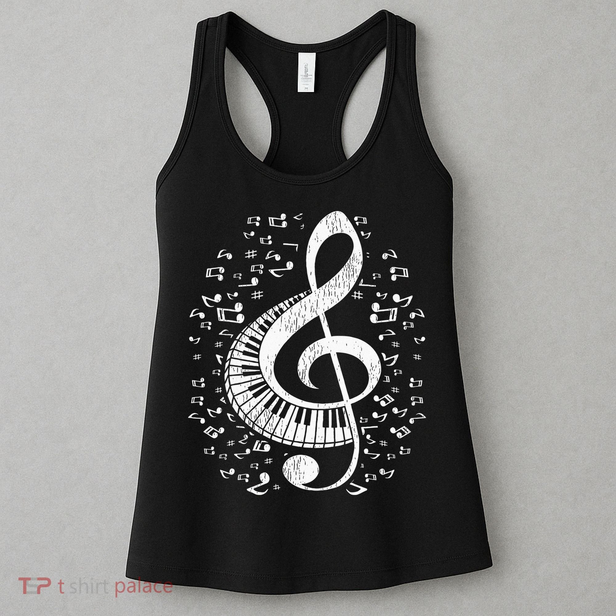 Musician Pianist Music Notes Keyboard Treble Clef Piano Women's Tank Top