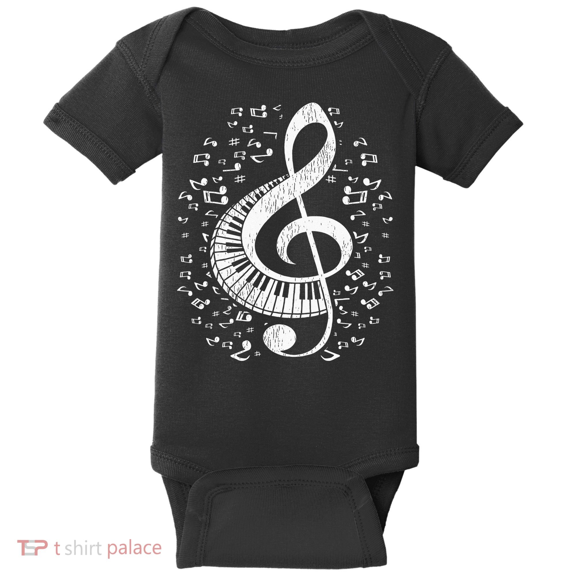 Musician Pianist Music Notes Keyboard Treble Clef Piano Baby Bodysuit