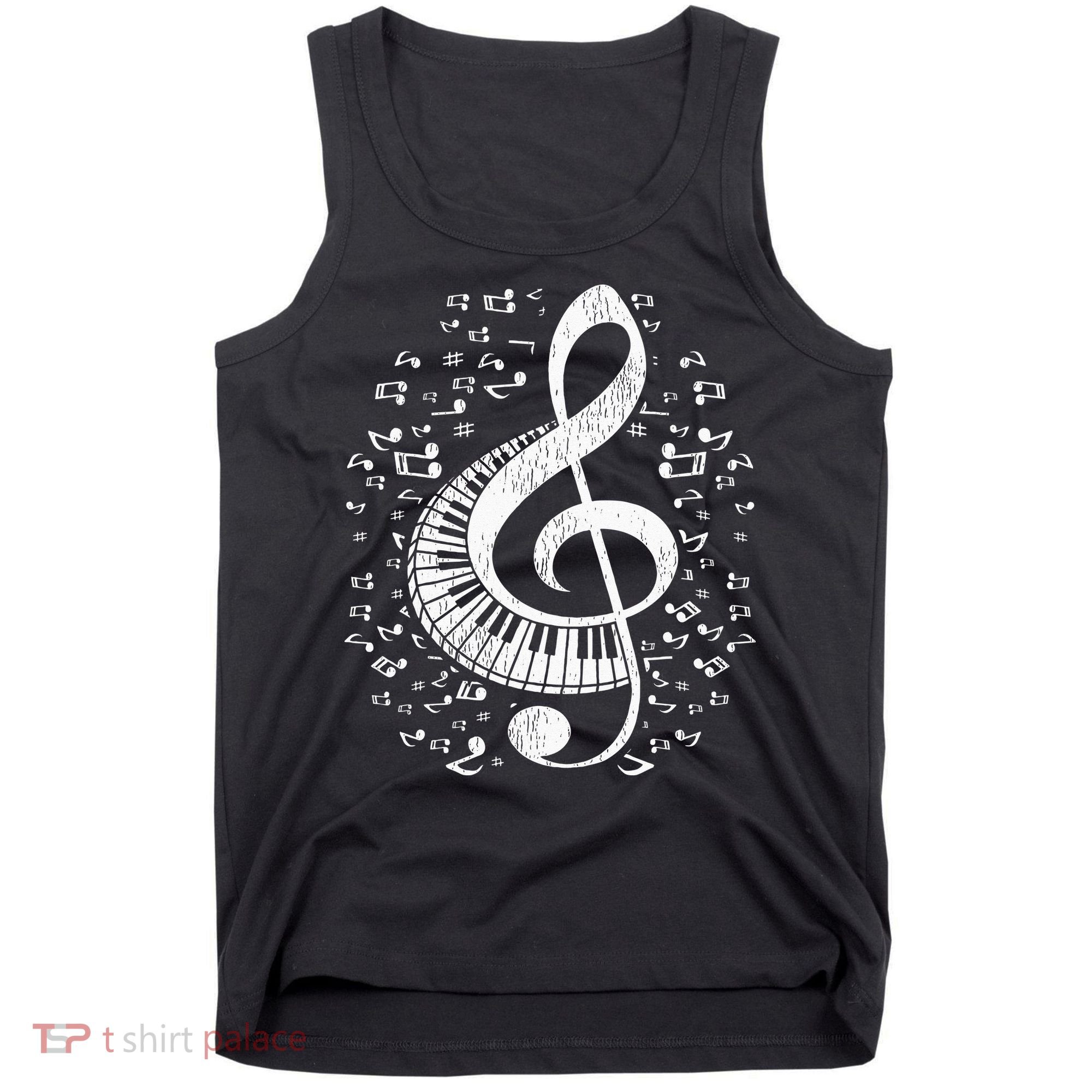 Musician Pianist Music Notes Keyboard Treble Clef Piano Tank Top
