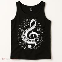 Musician Pianist Music Notes Keyboard Treble Clef Piano Tank Top thumb 2