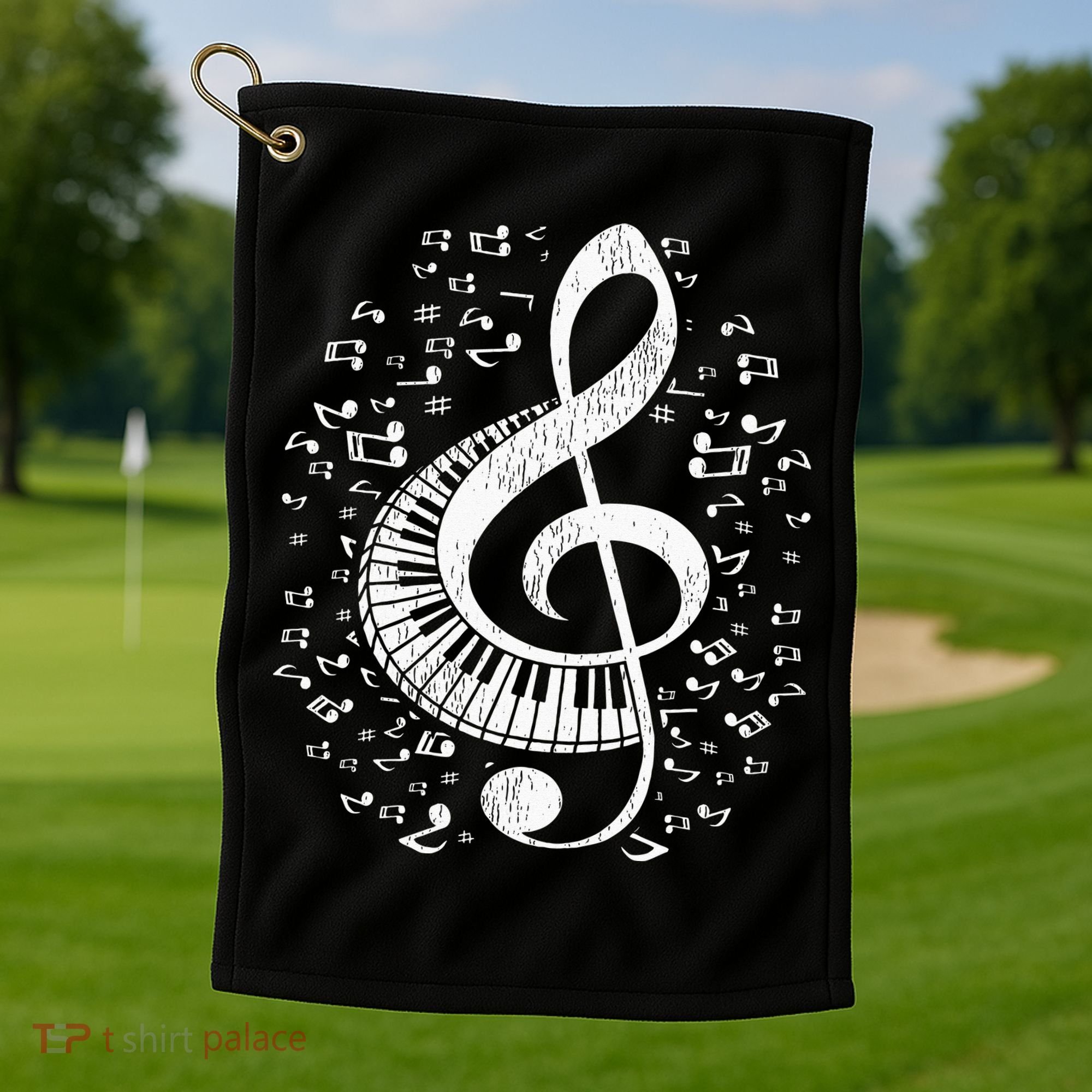 Musician Pianist Music Notes Keyboard Treble Clef Piano Golf Towel