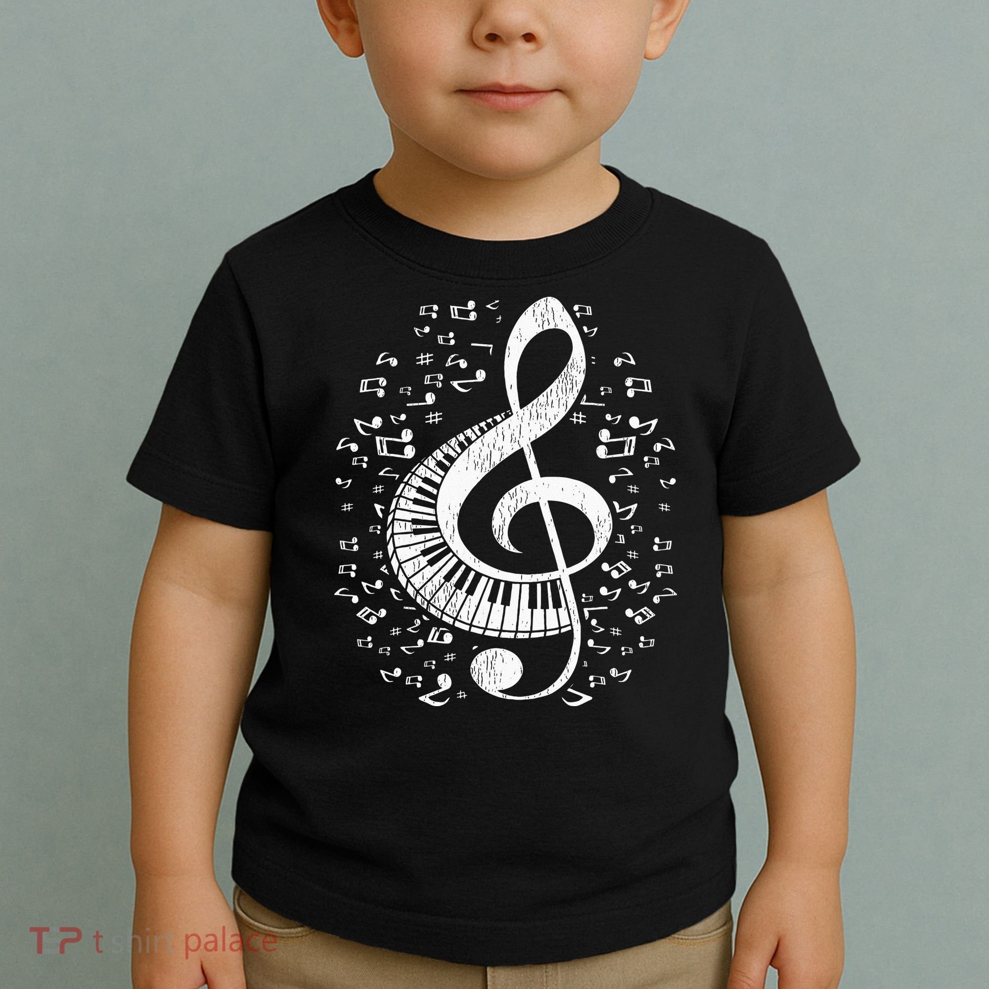 Musician Pianist Music Notes Keyboard Treble Clef Piano Toddler T-Shirt