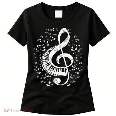 Musician Pianist Music Notes Keyboard Treble Clef Piano Women's T-Shirt