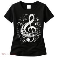 Musician Pianist Music Notes Keyboard Treble Clef Piano Women's T-Shirt thumb 0