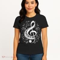 Musician Pianist Music Notes Keyboard Treble Clef Piano Women's T-Shirt thumb 4