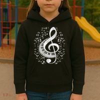 Musician Pianist Music Notes Keyboard Treble Clef Piano Kids Hoodie thumb 3