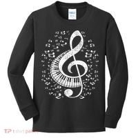 Musician Pianist Music Notes Keyboard Treble Clef Piano Kids Long Sleeve Shirt thumb 0