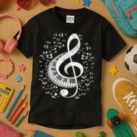 Musician Pianist Music Notes Keyboard Treble Clef Piano Kids T-Shirt thumb 3