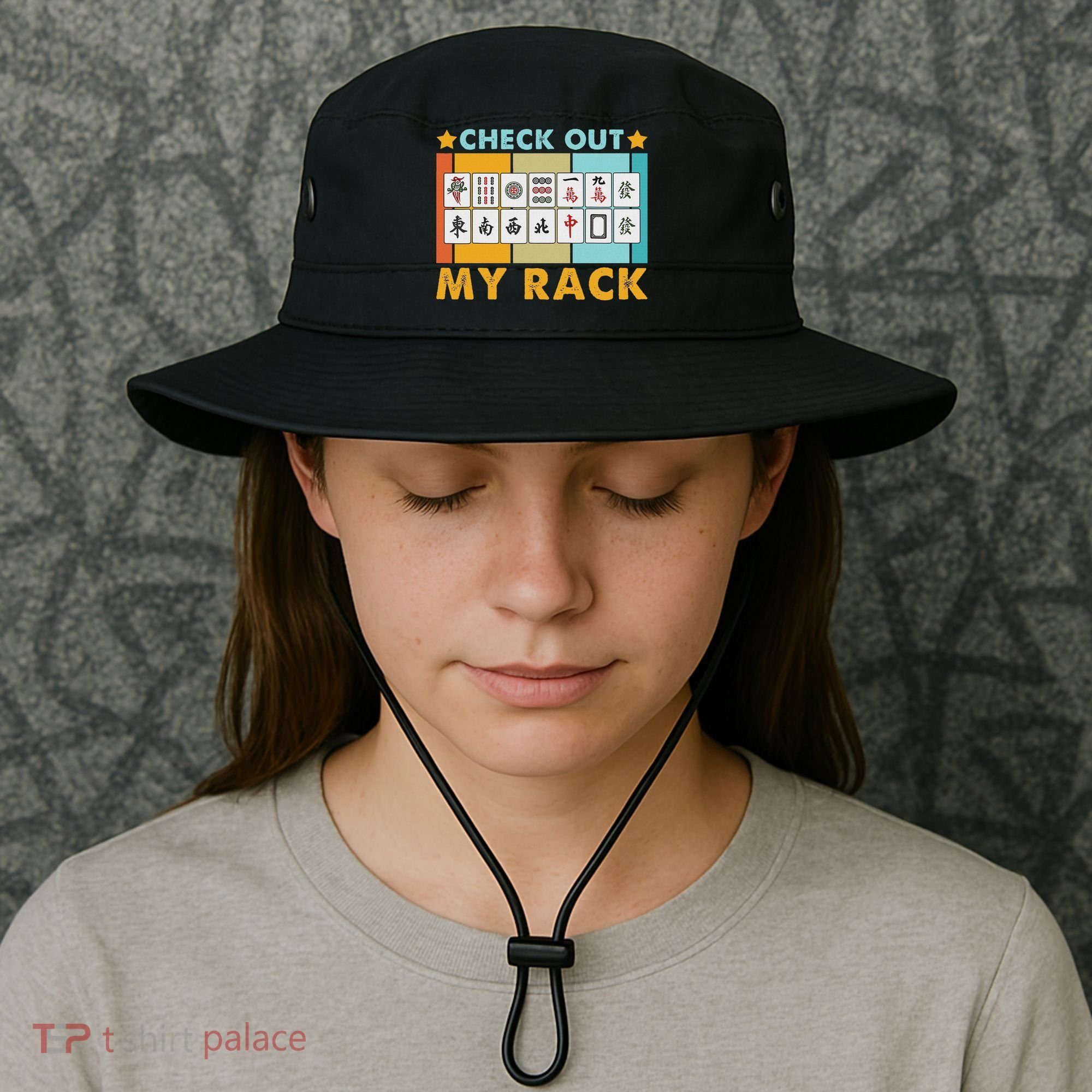 Mahjong Player Mahjong Lover Chinese Check Out My Rack Bucket Hat