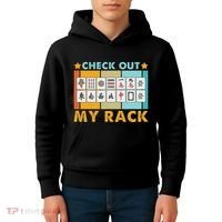 Mahjong Player Mahjong Lover Chinese Check Out My Rack Kids Hoodie thumb 4