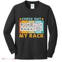 Mahjong Player Mahjong Lover Chinese Check Out My Rack Kids Long Sleeve Shirt thumb 0