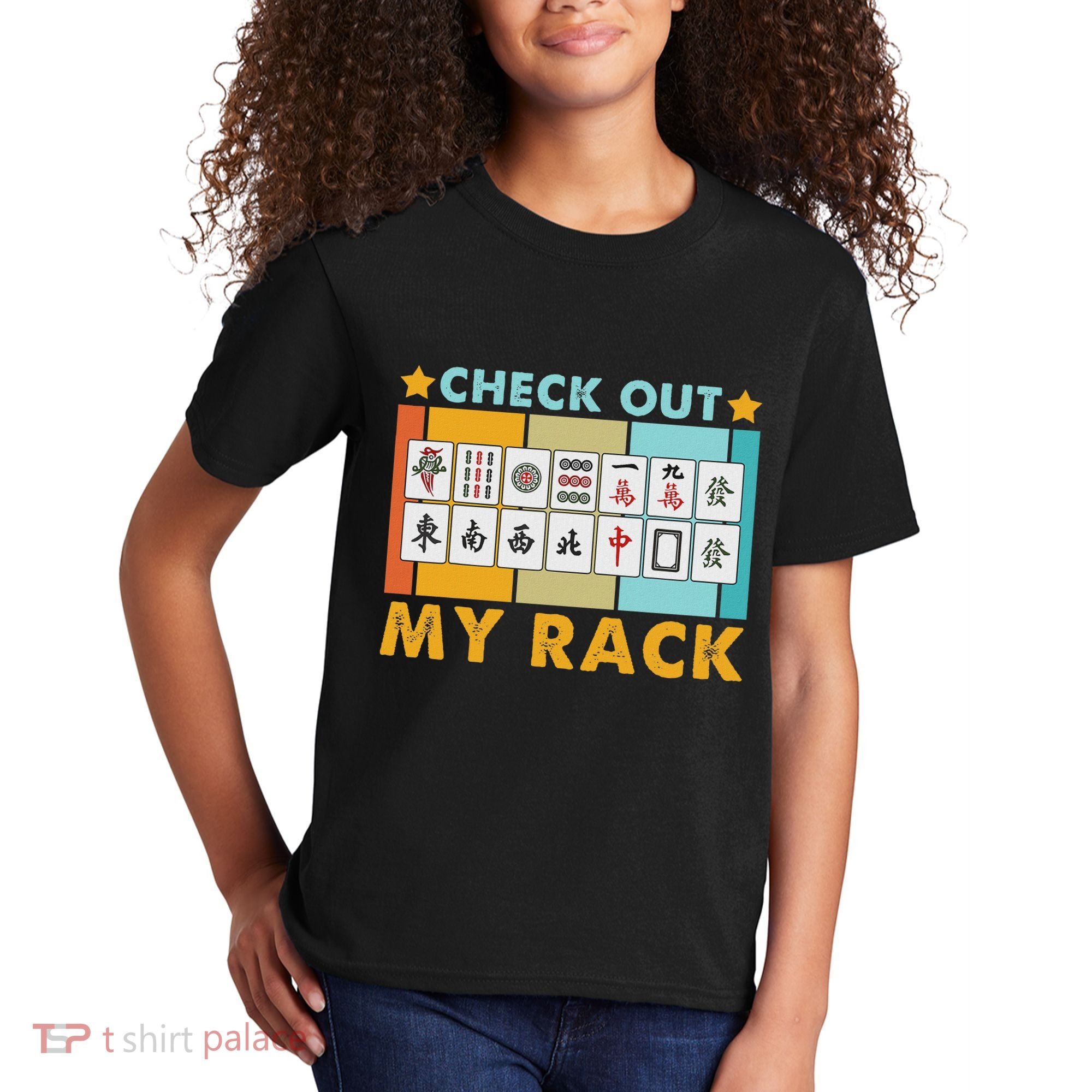 Mahjong Player Mahjong Lover Chinese Check Out My Rack Kids T-Shirt
