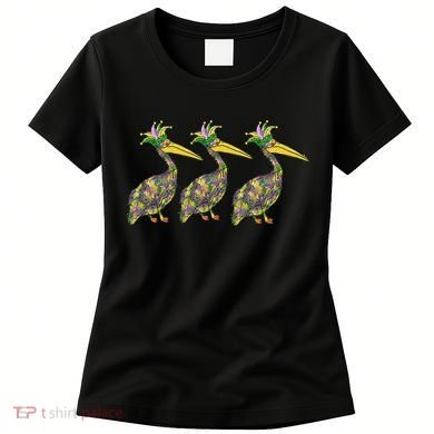 Mardi Pelicans Mardi Gras Beads Louisiana Parade New Orleans Women's T-Shirt