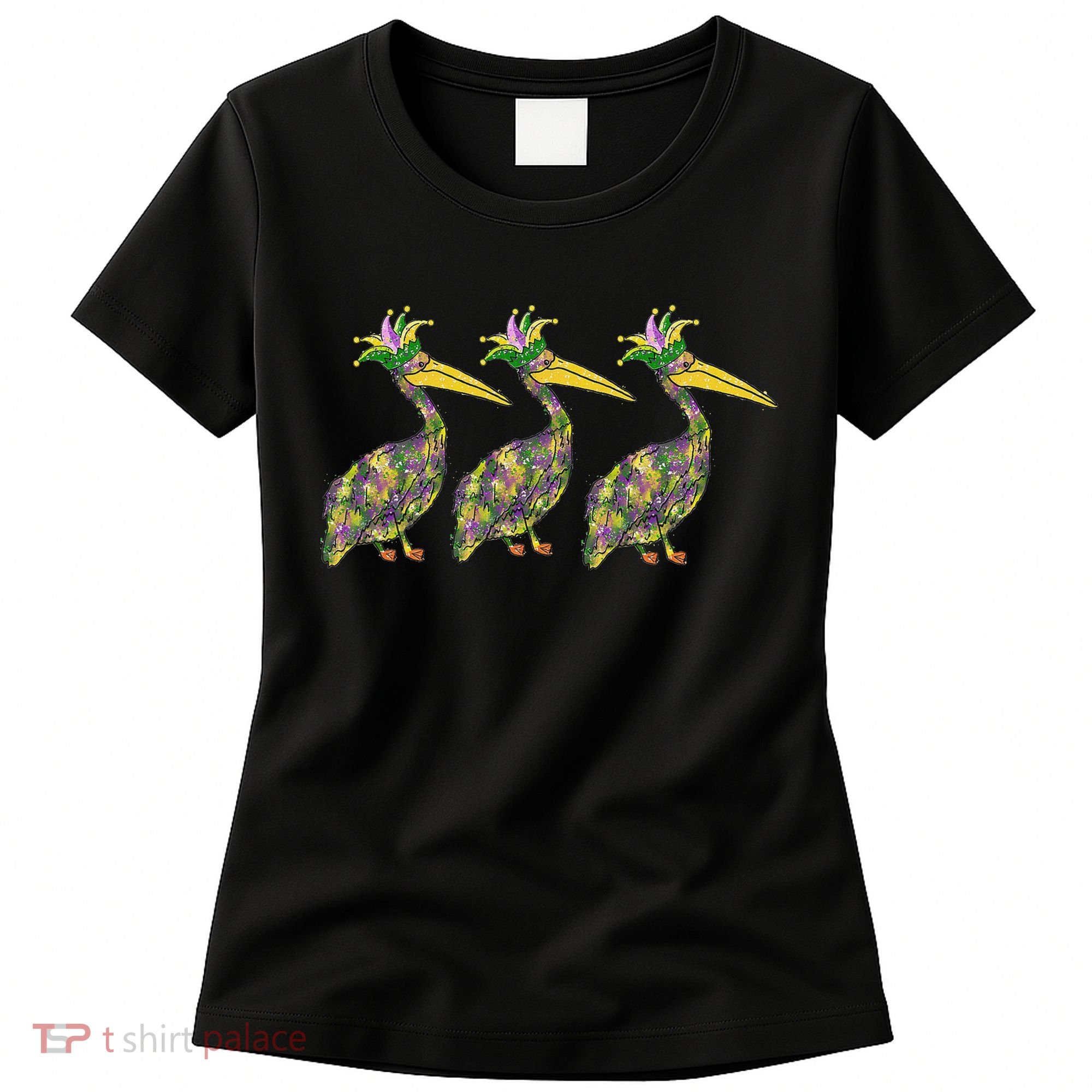 Mardi Pelicans Mardi Gras Beads Louisiana Parade New Orleans Women's T-Shirt