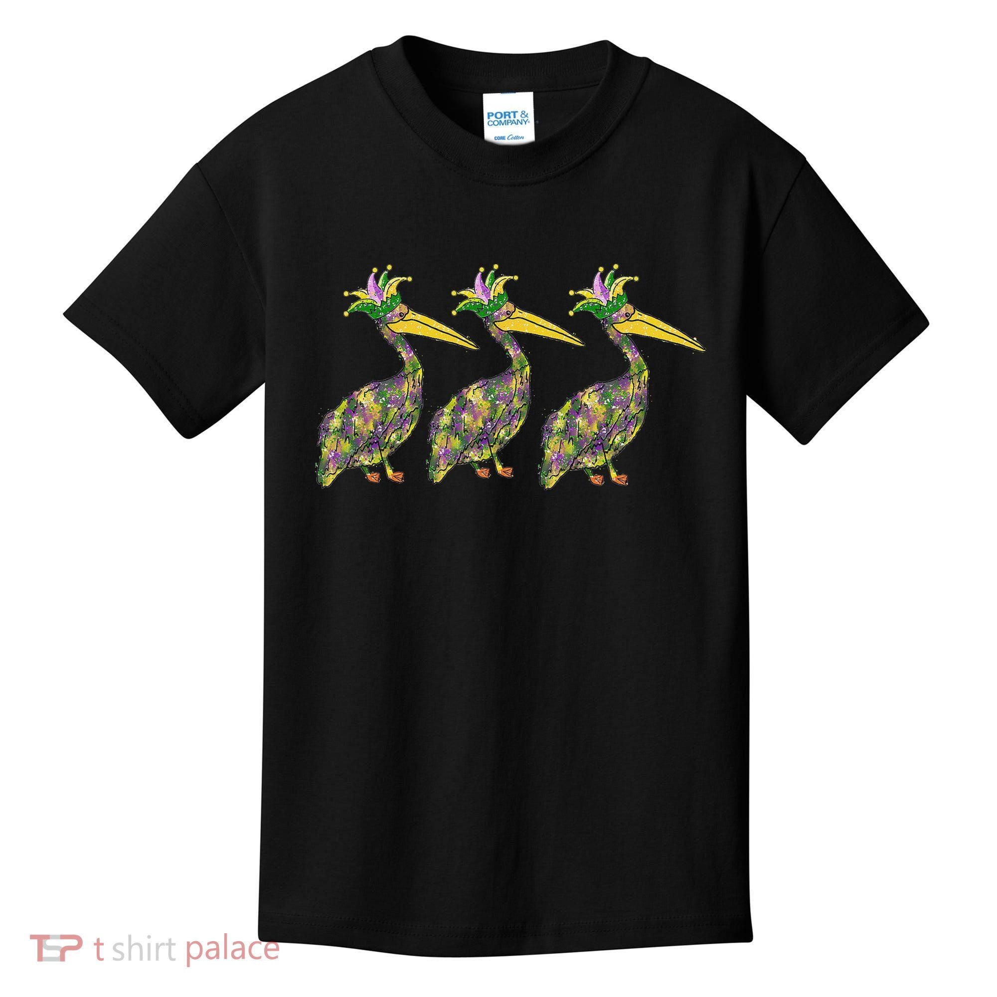 Mardi Pelicans Mardi Gras Beads Louisiana Parade New Orleans Kids T-Shirt