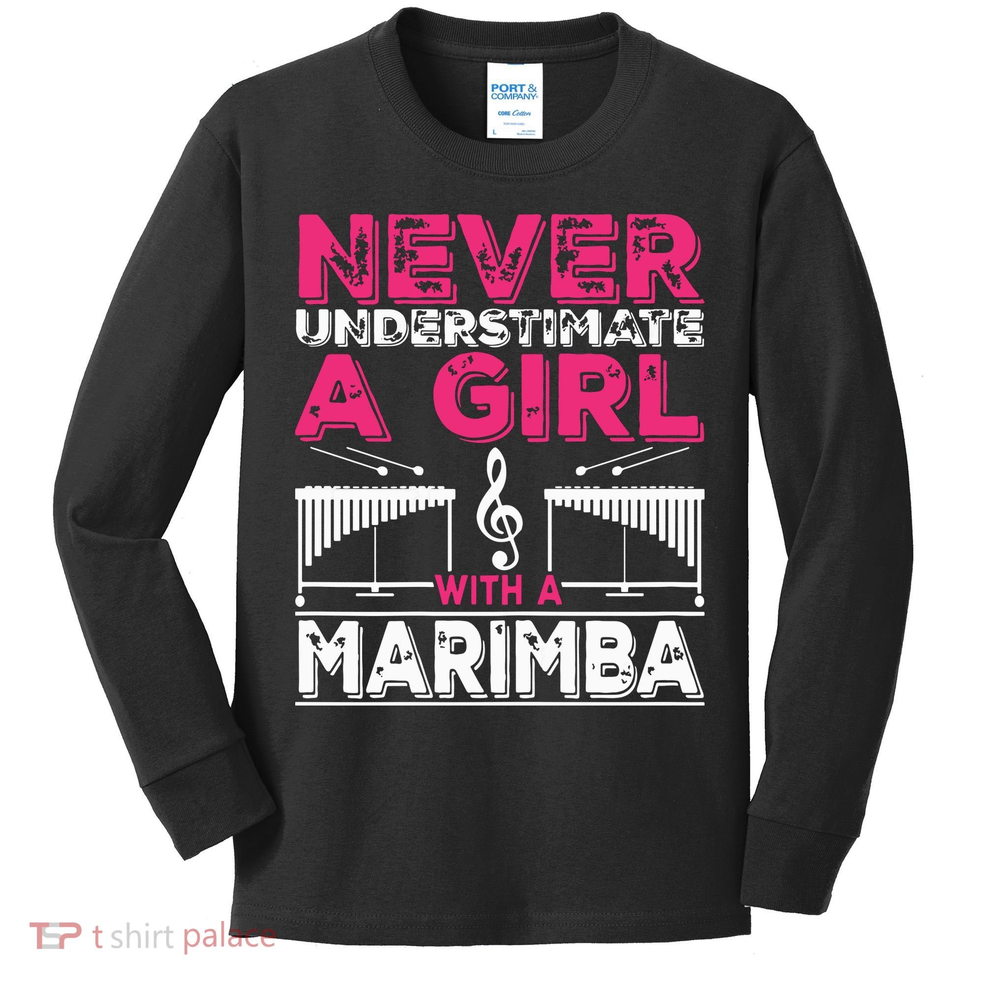 Marimba Player Never Underestimate A Girl With A Marimba Kids Long Sleeve Shirt