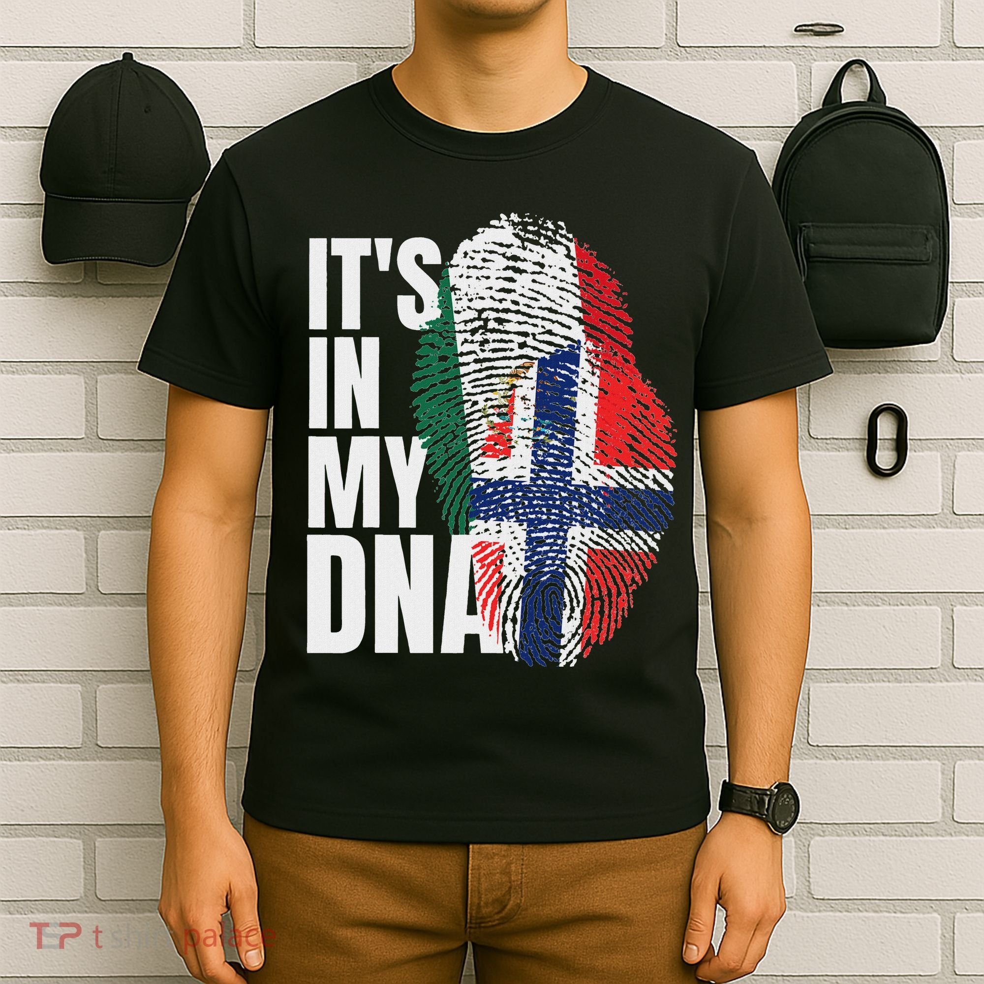 Mexican Plus Norwegian Mix Dna Heritage Flag T-Shirt