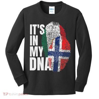 Mexican Plus Norwegian Mix Dna Heritage Flag Kids Long Sleeve Shirt