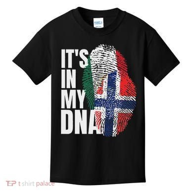 Mexican Plus Norwegian Mix Dna Heritage Flag Kids T-Shirt