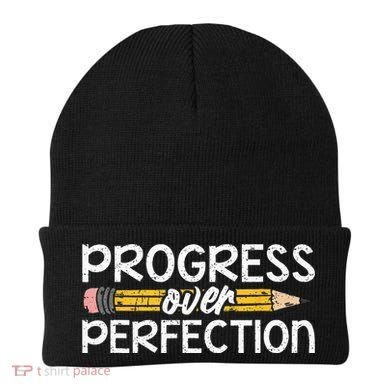 Motivational Progress Over Perfection Back To School Teacher Beanie
