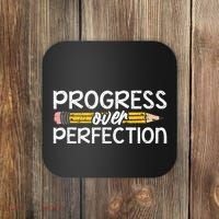 Motivational Progress Over Perfection Back To School Teacher Coaster thumb 0