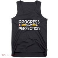 Motivational Progress Over Perfection Back To School Teacher Tank Top thumb 0