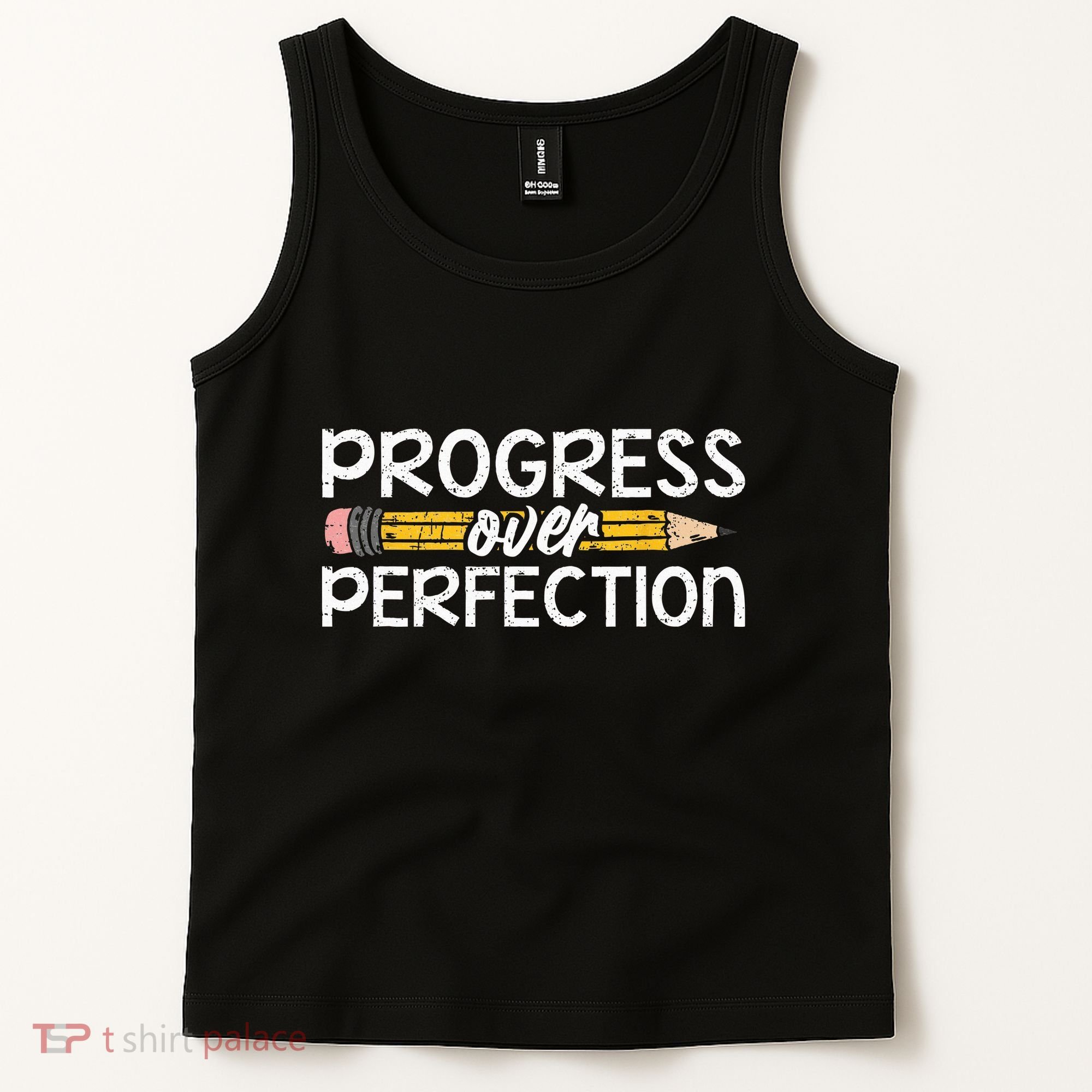 Motivational Progress Over Perfection Back To School Teacher Tank Top