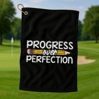 Motivational Progress Over Perfection Back To School Teacher Golf Towel thumb 1
