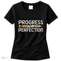 Motivational Progress Over Perfection Back To School Teacher Women's T-Shirt thumb 0