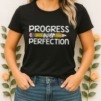 Motivational Progress Over Perfection Back To School Teacher Women's T-Shirt thumb 2