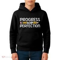 Motivational Progress Over Perfection Back To School Teacher Kids Hoodie thumb 4